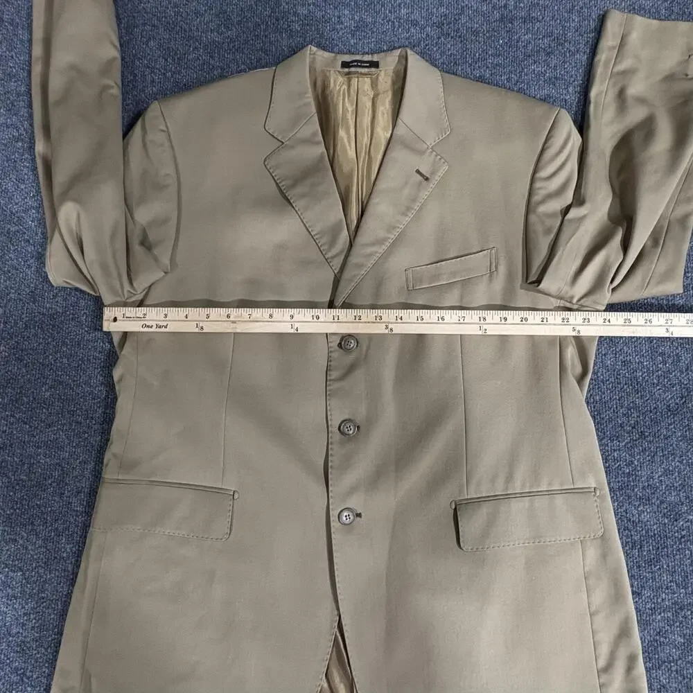 Sean John Blazer Mens 46R Tan Wool 3 Button Notch Lapel Double Vent Sport Coat